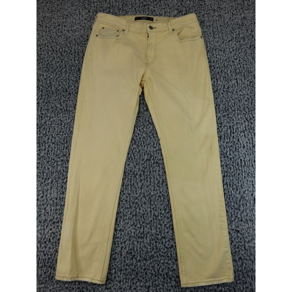Hollister Epic Flex Slim Straight Mens 33x32 Yellow Casual Pants Stretch